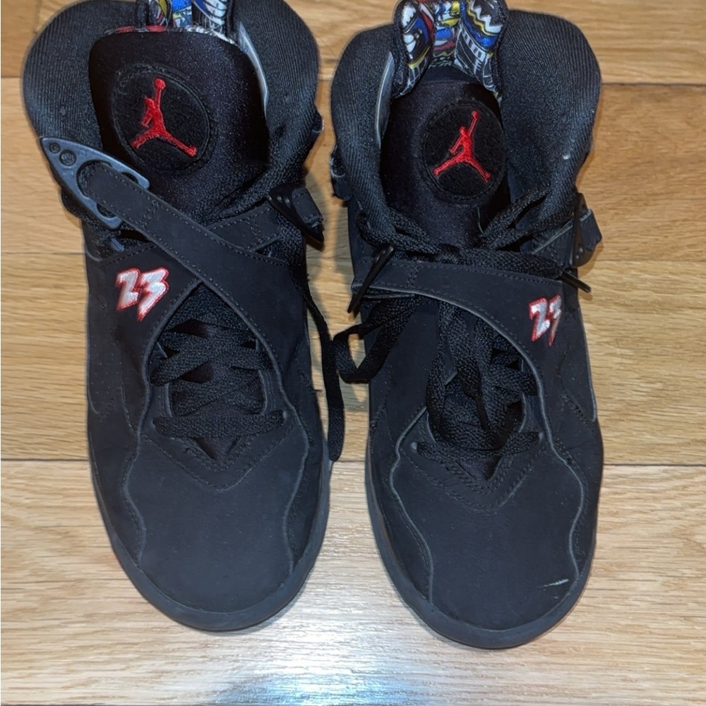 Jordan Black and Red Sneakers with Textured Fabric and Ankle Support